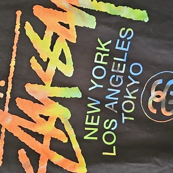 Stüssy | World Tour Tee in Rare Rainbow Tie Dye Large Double Sided T-shirt L - Picture 2 of 4